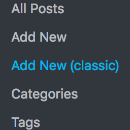 Post-new buttons/menu using classic editor for Gutenberg