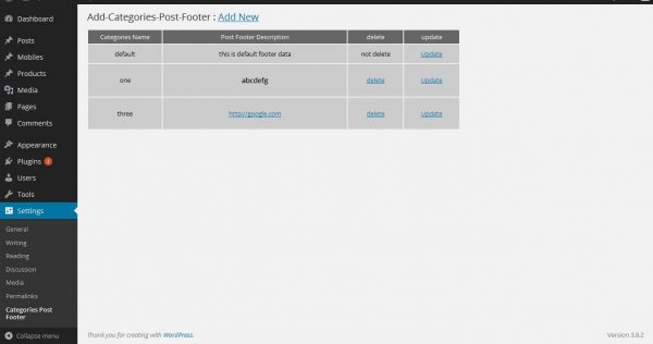 Add Categories Post Footer