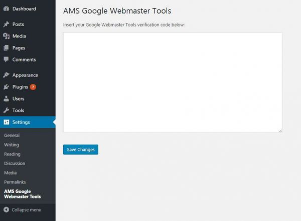 AMS Google Webmaster Tools