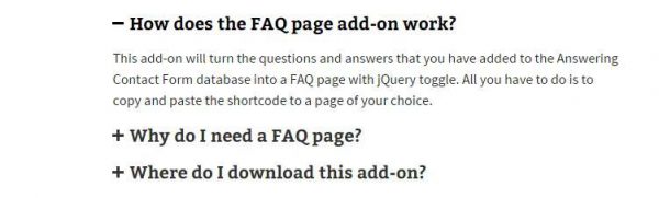 Answering Contact Form FAQ Page Add-on