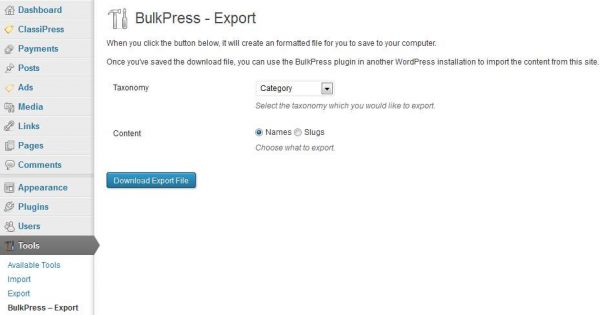 BulkPress â Export