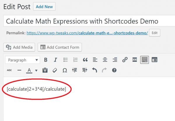 Calculate Values with Shortcodes