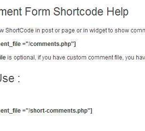 Comment Form Shortcode