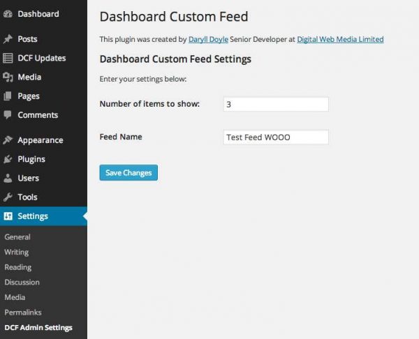 Dashboard Custom Feed Admin