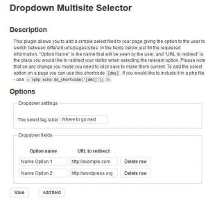 Dropdown multisite selector
