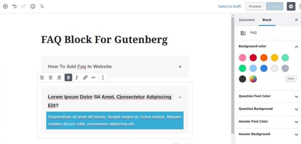 FAQ Block For Gutenberg