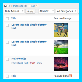 Featured Image Column Display