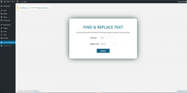 Find And Replace content for WordPress