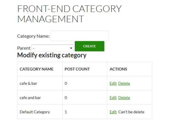 Front-end Category Management