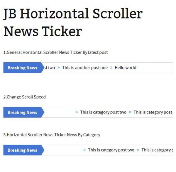 JB Horizontal Scroller News Ticker