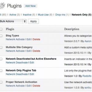 Network Only Plugins Tab