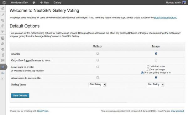 NextGEN Gallery Voting