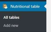 Nutrition Information Table Facts