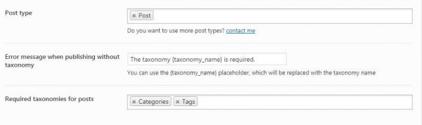 WP Required Taxonomies â Categories and Tags Mandatory