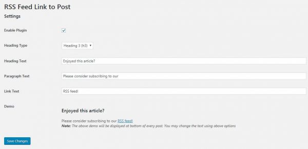 Add RSS feed Link to Single Posts (Promote RSS Link)