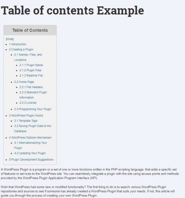 Table of Contents Generate Easily