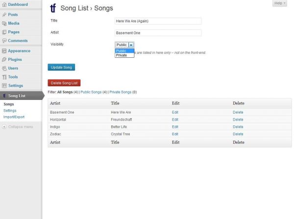 tf Song List