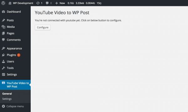 YouTube Video to WP Post