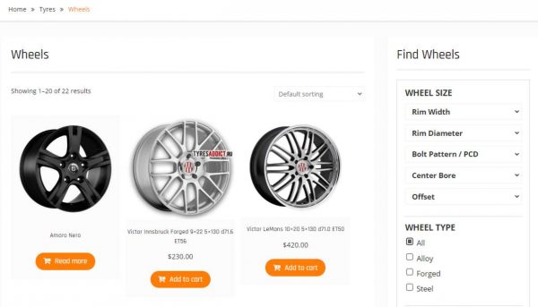 TyresAddict â Wheel Product Filter