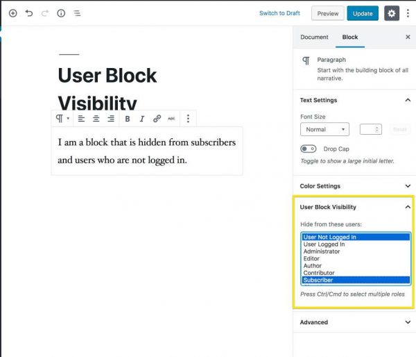 User Block Visibility