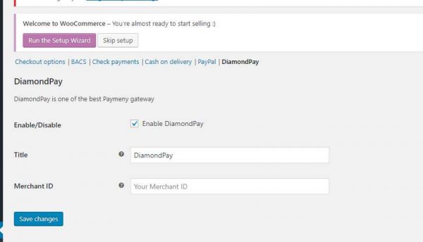 DiamondPay payment gateway for WooCommerce