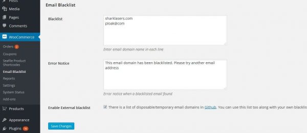 Woo EDD Email Domain Blacklist