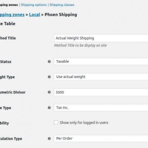 Woocommerce Product Shipping Table Rates
