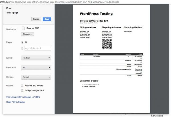 Shipping Address QR code for Invoices & Packing lists