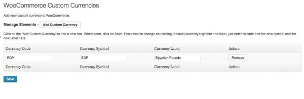 WooCommerce Custom Currencies