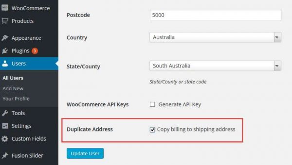 WooCommerce Duplicate Billing Address