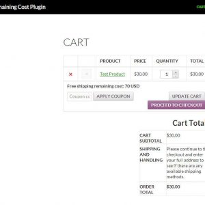 Woocommerce Free Shipping Remaining Cost