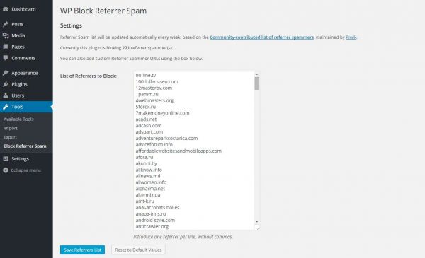 WP Block Referrer Spam